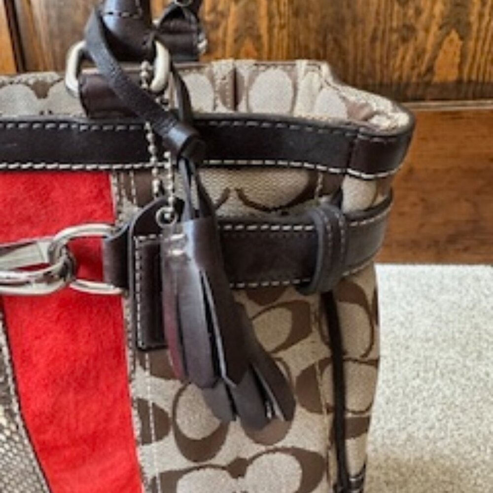 Coach | Hampton Tote, Python, Brown Suede, Orange… - image 8